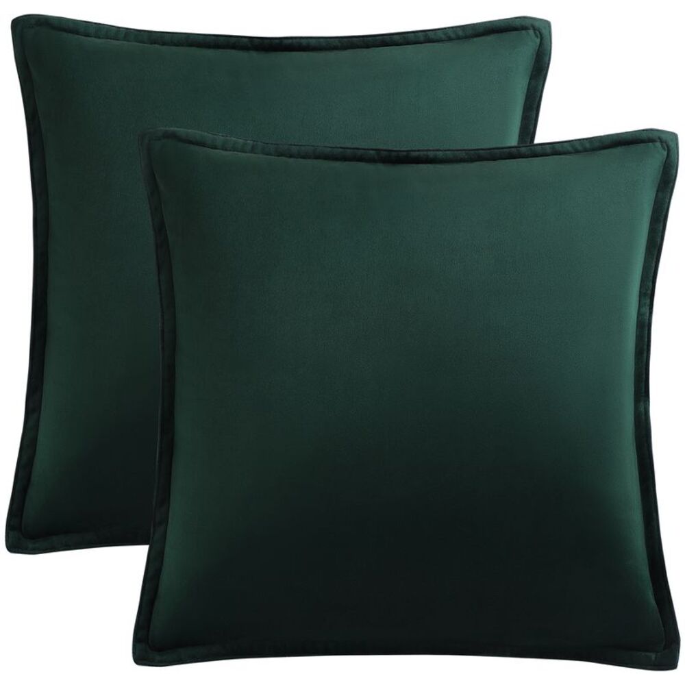 Velvet Throw Pillow Cover 2Pcs Cushion Cases 20"x20" Dark Green